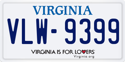 VA license plate VLW9399