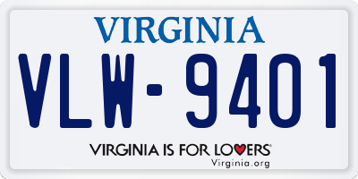 VA license plate VLW9401