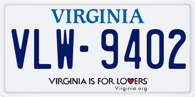 VA license plate VLW9402