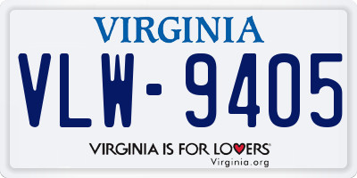 VA license plate VLW9405