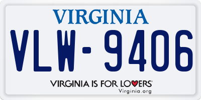 VA license plate VLW9406