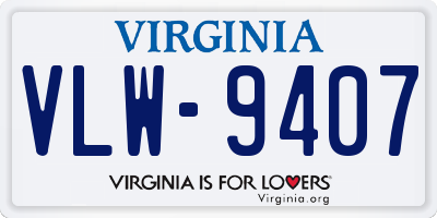 VA license plate VLW9407