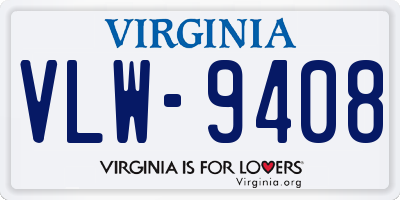 VA license plate VLW9408