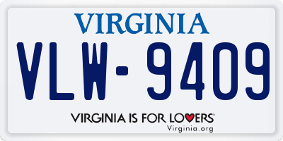 VA license plate VLW9409