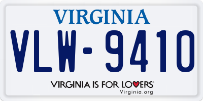 VA license plate VLW9410