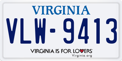 VA license plate VLW9413