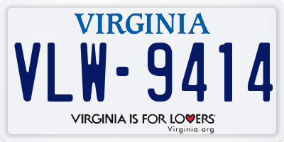 VA license plate VLW9414