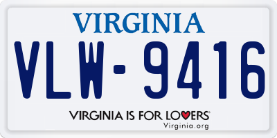 VA license plate VLW9416