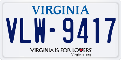 VA license plate VLW9417