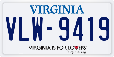 VA license plate VLW9419