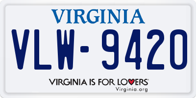 VA license plate VLW9420