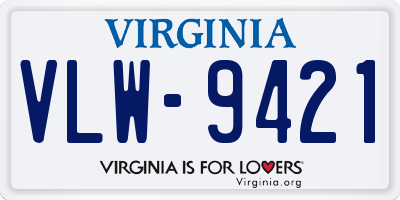 VA license plate VLW9421