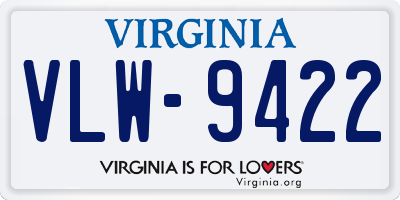 VA license plate VLW9422