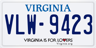 VA license plate VLW9423