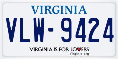 VA license plate VLW9424