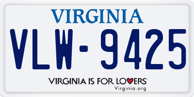 VA license plate VLW9425