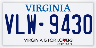 VA license plate VLW9430