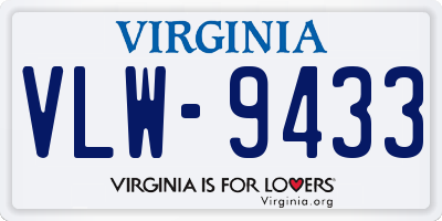 VA license plate VLW9433