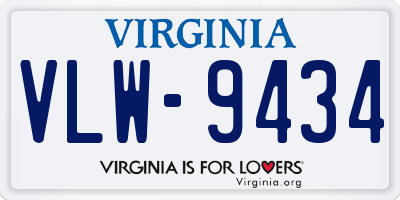 VA license plate VLW9434