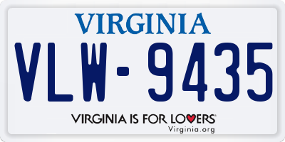 VA license plate VLW9435