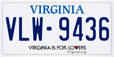 VA license plate VLW9436