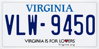 VA license plate VLW9450