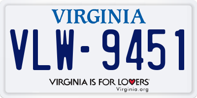 VA license plate VLW9451