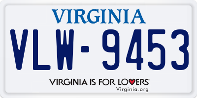 VA license plate VLW9453