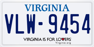 VA license plate VLW9454