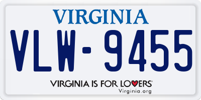 VA license plate VLW9455