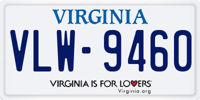 VA license plate VLW9460