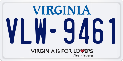 VA license plate VLW9461