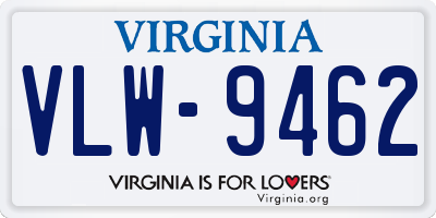 VA license plate VLW9462