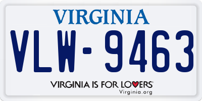 VA license plate VLW9463