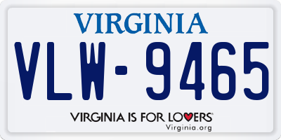 VA license plate VLW9465