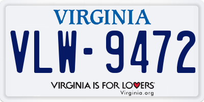 VA license plate VLW9472