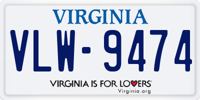 VA license plate VLW9474