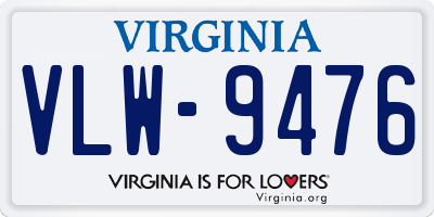 VA license plate VLW9476