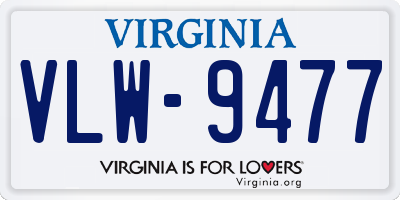 VA license plate VLW9477