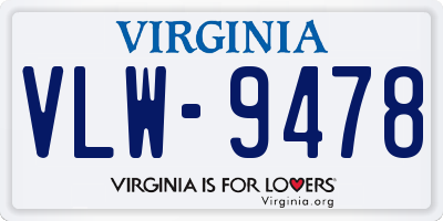 VA license plate VLW9478