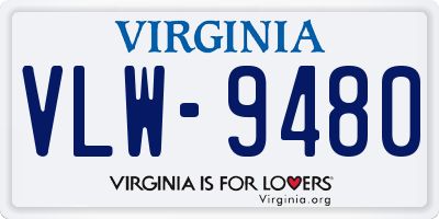 VA license plate VLW9480