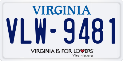 VA license plate VLW9481