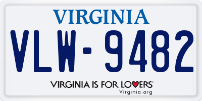 VA license plate VLW9482