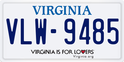 VA license plate VLW9485