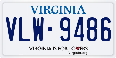 VA license plate VLW9486