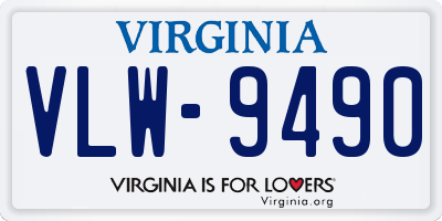 VA license plate VLW9490