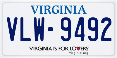 VA license plate VLW9492