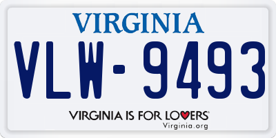 VA license plate VLW9493