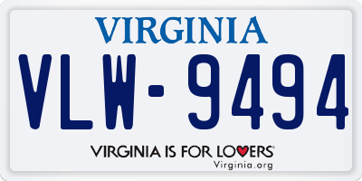 VA license plate VLW9494