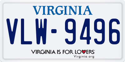 VA license plate VLW9496